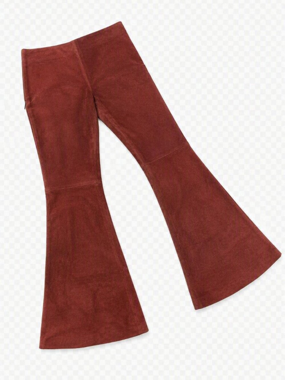 Bisou Bisou Cranberry Suede Boot Cut Flare Pants Zip Up Back Size Large Y2K